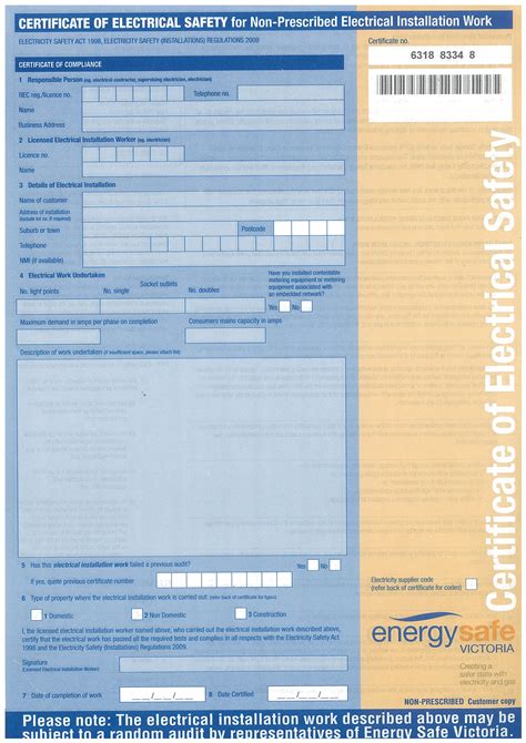 electrical box certificate|electrical safety certificate requirements.